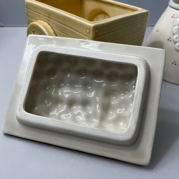 2 Vintage Fitz‎ & Floyd Candy Boxes, Village Green Apple Annie, Apple Cart - Picture 10 of 13